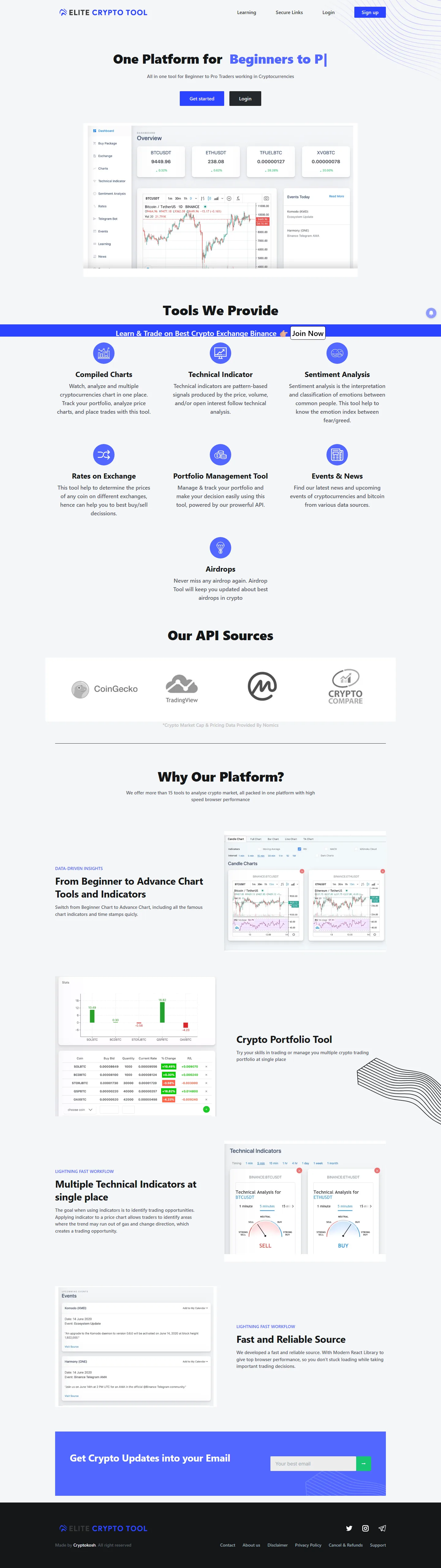 Original Elite Crypto Tool homepage